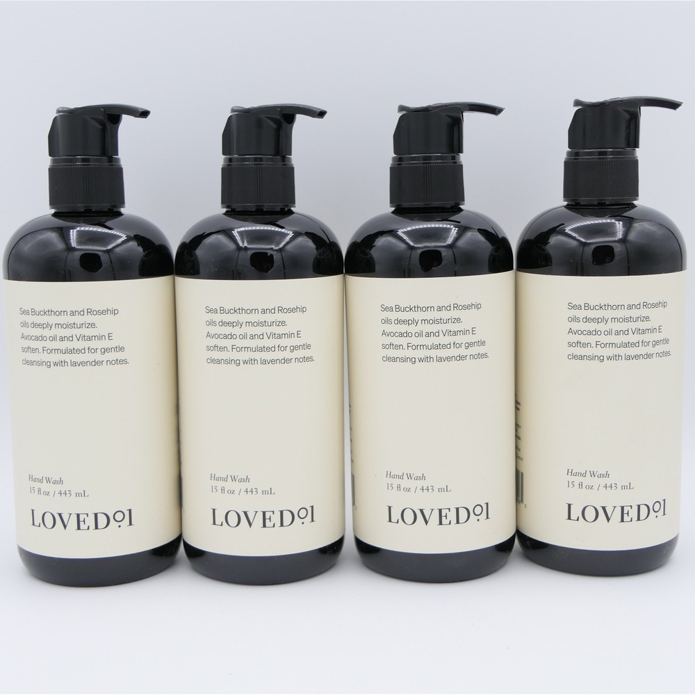 Loved01 Hand Wash Liquid Soap 4 Pack 15 oz Ea, Sea Buckthorn Rosehip Avocado Oil